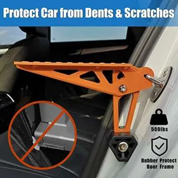 TOOENJOY Universal Fit Car Door Step, Foldable Roof Rack Door Step Up on Door Latch, Both Feet Stand Pedal Ladder, Easy Access to Rooftop for Most Car, SUV, Truck, Max Load 400 lbs(Orange
