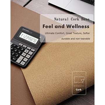 YSAGi Double-Sided Desk Pad, Leather Desk Mat, Eco Cork Desk Pad Protector, Large Mouse Pad for Desk, Waterproof Desk Blotter Pad, Desk Writing Pad for Office Work/Home(23.6"x13.7",Coffee+Cork)