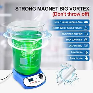 Xin Tester 5000ml LED Digital Magnetic Stirrer, Stainless Steel Magnetic Mixer with Stir Bar, Magnetic Stir Plate for Sauces/Yeast Starters/Paint/Ink/Lab (No Heating) Max Stirring Rate: 2200RPM