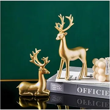 FANTESTICRYAN Small Reindeer Sculpture Set for Home Decor