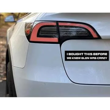 I Bought This Before We Knew Elon was Crazy Car Bumper Sticker Decals, Anti Elon Sticker for Tesla Owner Regret Accessories Elon Musk - Funny Bumper Sticker for Model X Y 3 S