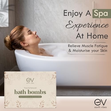 Earth Vibes Bath Bombs Gift Set - USA Made XXL Natural Bath Fizzies Infused with Essential Oils - Moisturizes Dry Skin, Organic Olive Oil, Coconut Oil, Epsom Salt - Women Men Kids - 6 x 5oz