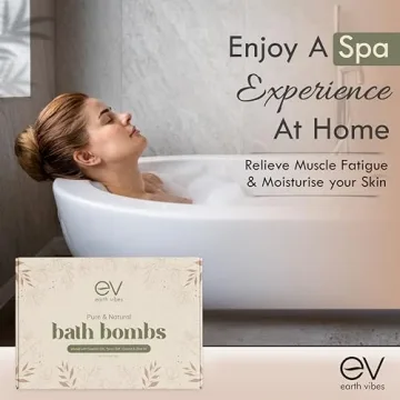 Earth Vibes Bath Bombs Gift Set - USA Made XXL Natural Bath Fizzies Infused with Essential Oils - Moisturizes Dry Skin, Organic Olive Oil, Coconut Oil, Epsom Salt - Women Men Kids - 6 x 5oz