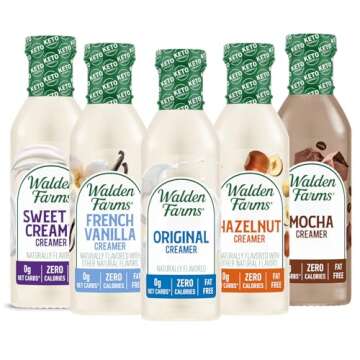 Walden Farms Coffee Creamers Calorie Free, Dairy Free, Carb Free and Vegan Pack of 5 (Original Cream...