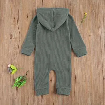 Cozy Ynibbim Baby Hooded Waffle Romper for Newborns