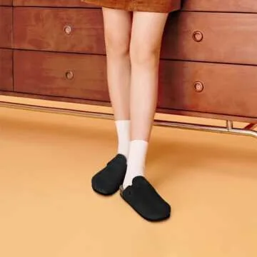 Clogs for Women Suede Soft Leather Clogs Classic Cork Clog Antislip Slippers Waterproof Mules House Sandals Buckle Black