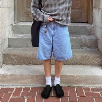 Clogs for Women Suede Soft Leather Clogs Classic Cork Clog Antislip Slippers Waterproof Mules House Sandals Buckle Black