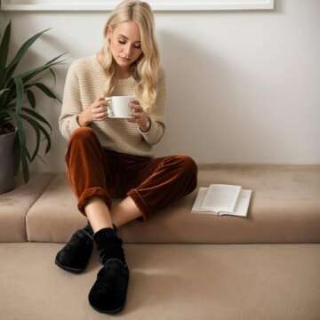 Clogs for Women Suede Soft Leather Clogs Classic Cork Clog Antislip Slippers Waterproof Mules House Sandals Buckle Black