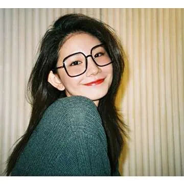 BIGGY Oversized Square Blue Light Blocking Glasses - Ultralight Anti Eyestrain | Reduce Eye Strain Nerd Glasses, Reading book/TV/Computer/Gaming Frames for Women Men, Anti UV (rectangle pink)