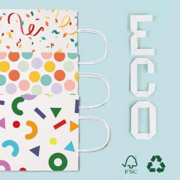 MESHA Gift Bags 15 Pcs 5.9X3.1X8.2 Paper Bags with Handles bulk,Birthday Wedding gift bags Small Party Favor Bags,Paper Shopping Bags,Colorful Retail bags,Recyclable Bags Graduation Gift Bags