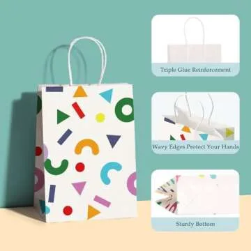 MESHA Gift Bags 15 Pcs 5.9X3.1X8.2 Paper Bags with Handles bulk,Birthday Wedding gift bags Small Party Favor Bags,Paper Shopping Bags,Colorful Retail bags,Recyclable Bags Graduation Gift Bags