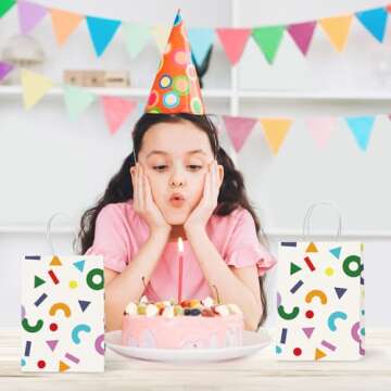 MESHA Gift Bags 15 Pcs 5.9X3.1X8.2 Paper Bags with Handles bulk,Birthday Wedding gift bags Small Party Favor Bags,Paper Shopping Bags,Colorful Retail bags,Recyclable Bags Graduation Gift Bags