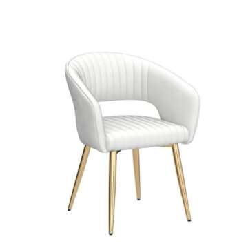 QUINJAY Modern Velvet Dining Chairs Set, Gold Upholstered Accent Chairs with Hollow Back, Gold Legs for Dining, Kitchen, or Living Room. Beige