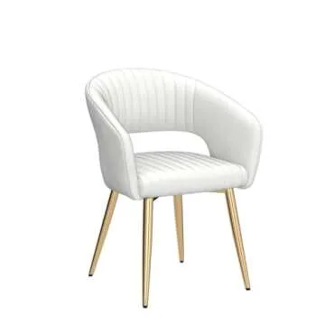 QUINJAY Modern Velvet Dining Chairs Set, Gold Upholstered Accent Chairs with Hollow Back, Gold Legs for Dining, Kitchen, or Living Room. Beige
