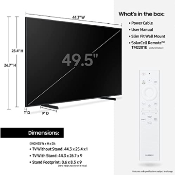 SAMSUNG 50-Inch Class QLED 4K The Frame LS03B Series, Quantum HDR, Art Mode, Anti-Reflection Matte Display, Slim Fit Wall Mount Included, Smart TV w/ Alexa Built-In (QN50LS03BAFXZA)