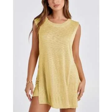 Gozoloma Women Summer Knit Set - Chic Sleeveless Top and Shorts