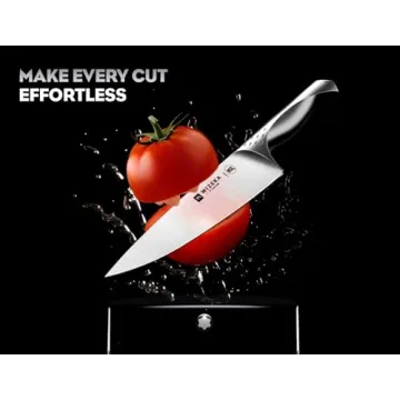 WIZEKA Kitchen Knife Set with Block, Razor Sharp 15 Pcs Professional Chef Knife Set with Knife Sharpener, Food Grade German Stainless Steel Knife Block Set, Jaguar Series