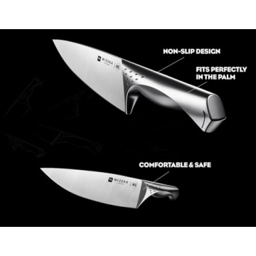 WIZEKA Kitchen Knife Set with Block, Razor Sharp 15 Pcs Professional Chef Knife Set with Knife Sharpener, Food Grade German Stainless Steel Knife Block Set, Jaguar Series