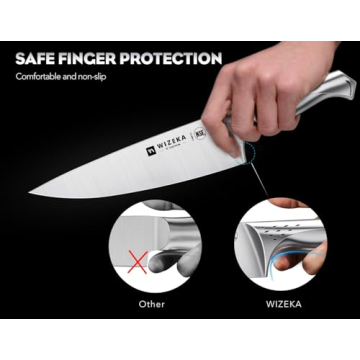 WIZEKA Kitchen Knife Set with Block, Razor Sharp 15 Pcs Professional Chef Knife Set with Knife Sharpener, Food Grade German Stainless Steel Knife Block Set, Jaguar Series