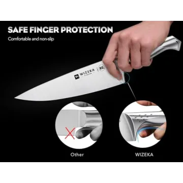 WIZEKA Kitchen Knife Set with Block, Razor Sharp 15 Pcs Professional Chef Knife Set with Knife Sharpener, Food Grade German Stainless Steel Knife Block Set, Jaguar Series