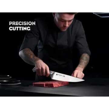 WIZEKA Kitchen Knife Set with Block, Razor Sharp 15 Pcs Professional Chef Knife Set with Knife Sharpener, Food Grade German Stainless Steel Knife Block Set, Jaguar Series