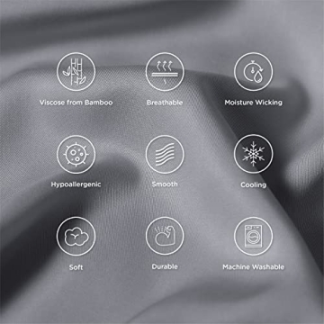Bedsure Pillow Cases Queen Size Set of 2, Rayon Derived from Bamboo Cooling Pillowcases for Hot Sleepers, Soft & Silky Pillow Covers with Envelope Closure, Dark Grey, Gifts for Women Men, 20x30 Inches