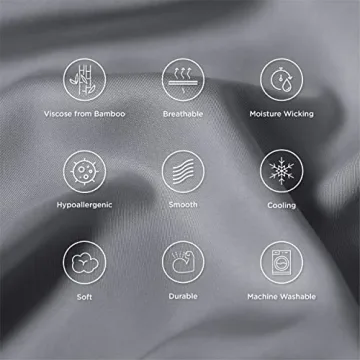 Bedsure Pillow Cases Queen Size Set of 2, Rayon Derived from Bamboo Cooling Pillowcases for Hot Sleepers, Soft & Silky Pillow Covers with Envelope Closure, Dark Grey, Gifts for Women Men, 20x30 Inches