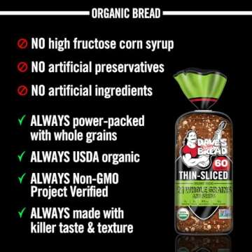 Dave's Killer Bread 21 Whole Grains & Seeds Thin-Sliced, Whole Grain Organic Bread, 20.5 oz Loaf