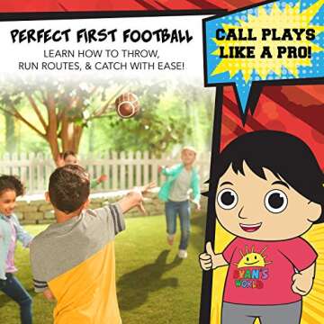 Franklin Sports Ryan's World Mini Football - Playbook Mini Football for Kids - Extra Grip Laces - Play Diagrams Included - Perfect First Football