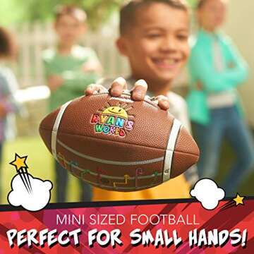 Franklin Sports Ryan's World Mini Football - Playbook Mini Football for Kids - Extra Grip Laces - Play Diagrams Included - Perfect First Football
