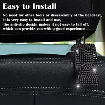 OSIFIT 2PCS Bling Car Seat Hooks - Stylish & Practical