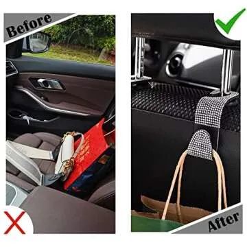 OSIFIT 2PCS Bling Car Seat Hooks - Stylish & Practical