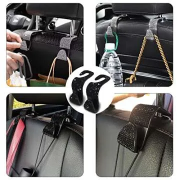 OSIFIT 2PCS Bling Car Seat Hooks - Stylish & Practical