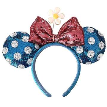 Disney Parks Exclusive - Minnie Mickey Ears Headband - Bow Flower Polka Dot Sequin