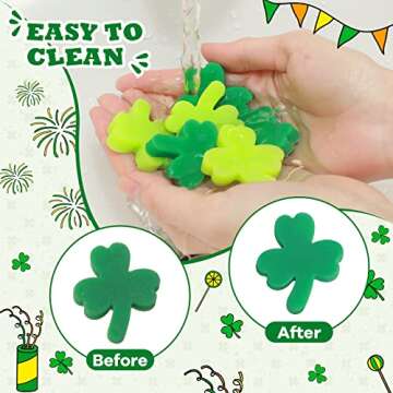 Hungdao 40 Pcs St. Patrick's Day Stress Toys Shamrock Relaxable Squeeze Balls Clover Stress Relief Balls for St. Patrick's Party Favors School Carnival Gifts Exchange
