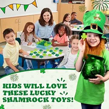 Hungdao 40 Pcs St. Patrick's Day Stress Toys Shamrock Relaxable Squeeze Balls Clover Stress Relief Balls for St. Patrick's Party Favors School Carnival Gifts Exchange