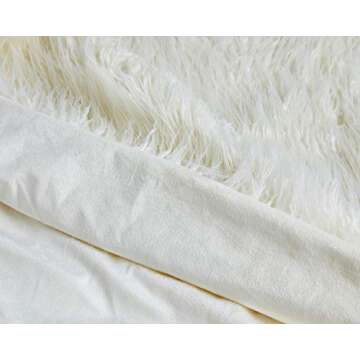 Homey Forte Luxury Faux Fur Throw Blanket Plush Long Shaggy Super Soft Throw Mongolian Fluffy Fur Style Blanket for Living Room (779A Cream 50" X 60")