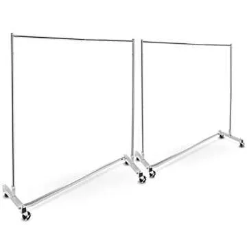 Simple Trending Industrial Grade Z Base Clothes Garment Rack, Heavy Duty Clothing Rolling Rack on Wheels, 400lbs Load with 63" Extra Long Bar, Chrome