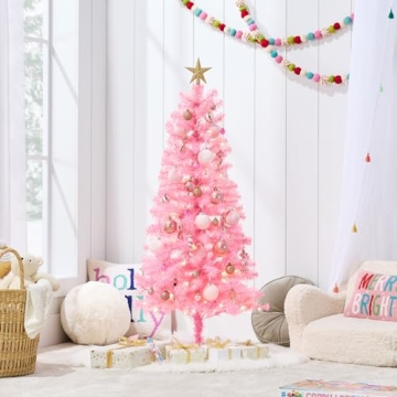 4ft Pre-lit Pink Christmas Tree with Twinkling LEDs