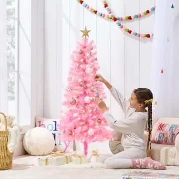 4ft Pre-lit Pink Christmas Tree with Twinkling LEDs