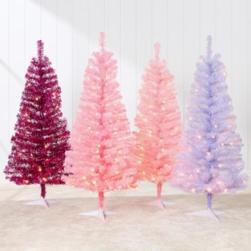 4ft Pre-lit Pink Christmas Tree with Twinkling LEDs
