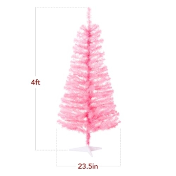 4ft Pre-lit Pink Christmas Tree with Twinkling LEDs