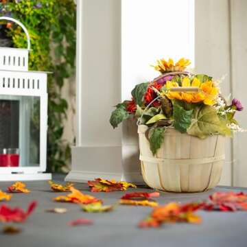 Cornucopia Brands Round Wooden Baskets (2-Pack, Natural); Wood Fruit Buckets w/Handle, 4-Quart Capacity; 6.1 Inch Tall by 8 Inch Diameter