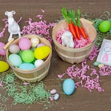 Cornucopia Brands Round Wooden Baskets (2-Pack, Natural); Wood Fruit Buckets w/Handle, 4-Quart Capacity; 6.1 Inch Tall by 8 Inch Diameter