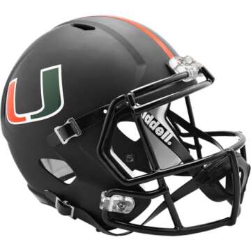 Riddell NCAA Miami Hurricanes Helmet Full Size ReplicaHelmet Replica Full Size Speed Style Miami Nig...