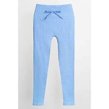 QINSEN Women Workout 2 Piece Outfits Ribbed High Waist Legging Gym Yoga Bodycon Long Sleeve Sports Crop Tops Sets Blue L