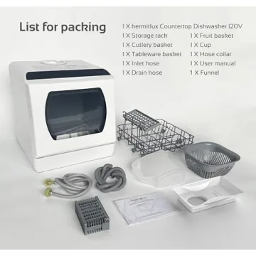 Portable Hermitlux Dishwasher - 5 Wash Programs