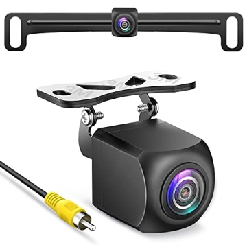 HD Backup Camera,Metal Housing 170 Degree Wide View Angle License Plate Rear View Camera for Car,Cle...