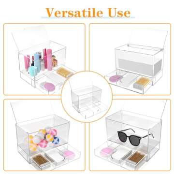 Sohalejr Makeup & Vanity Container Dryer Sheet Holder Pull-Our Drawer Container 2 Ties Clear Acrylic Box for Laundry Room Organization and Storage Suitable for Makeup Pads,Cosmetics Bedroom