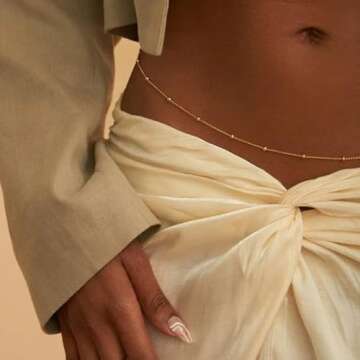 Gold Belly Chain Beads For The Waist Chains Body Jewelry For Women Layered Cuban Pearl Satellite Beads Rope Coin Heart Pendant Belly Belt Adjustable Bikini Jewelry (silver+gold)